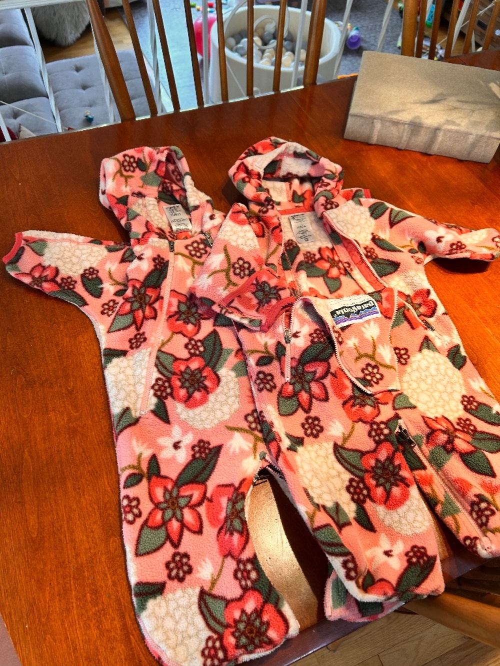 Vintage Patagonia Synchilla Fleece Bunting 6M - Wallflower Pink Floral 60121 SP1